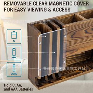 Caja de almacenamiento de madera para control remoto, montada en la pared, 5,9x3,1x2,5 pulgadas, con compartimentos para organización de TV en la sala de estar - Product Image 4