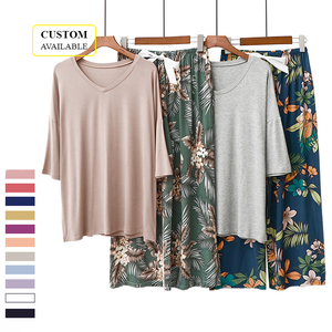 Conjunto de Pijama de Verano Modal de Talla Grande Personalizable, Ropa de Dormir Suave y Transpirable para Mujer - Product Image 1