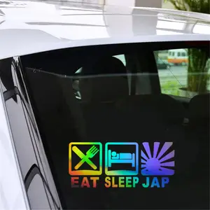 أكل النوم يابانية سيارة لاصقة ليزر ملصق حائط من الفينيل‏ سيارة شاحنة الوفير Window Laptop ملصق ديكور هدية يموت قطع الشارات محمول زجاج النافذة