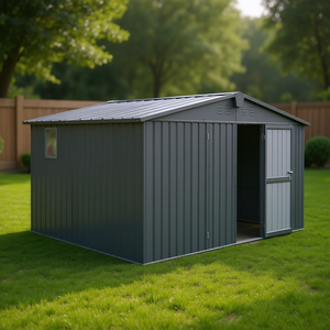 Caseta de Almacenamiento para Jardín Gris Oscuro 11x9 con Estructura de Acero Galvanizado, Cuarto de Almacenamiento de Herramientas Metálico para Exteriores con Puerta con Cerradura - Product Image 2