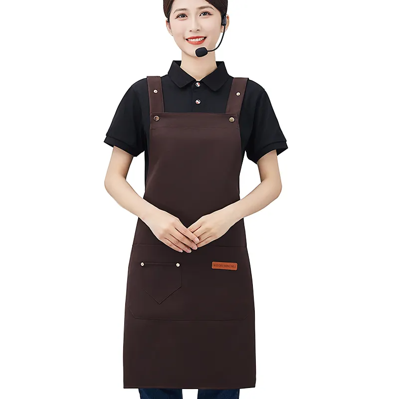 Grembiule da cucina uniforme per la pulizia personalizzata dell'hotel grembiule ristorante cameriere uniforme logo grembiule personalizzato
