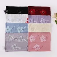 Nouvelle couleur unie perle en mousseline de soie foulards 175*70CM musulman Hijabs fantaisie fleur diamant dentelle foulard dames en mousseline de soie châles Turbans