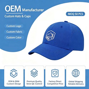 OEM Custom High Quality 7-Panel <b>Waterproof</b> Perforated Outdoor Sporty Flat Bill <b>Hat</b> with Logo Customization - Product Image 1
