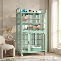 Cage pour chat à 3 niveaux, grande, écologique, avec revêtement en poudre, avec roues, cage en métal robuste, enclos pour chat, aire de jeux intérieure