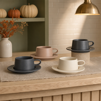 Ensembles classiques de tasses et soucoupes en céramique – Charme café européen, compatibles lave-vaisselle et micro-ondes, pour cuisines élégantes, cadeaux saisonniers