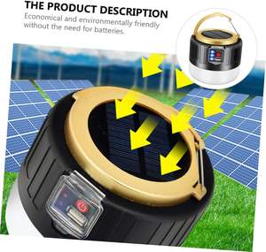 Linternas Solares LED al por Mayor, Lámpara de Camping, Foco, Linterna Recargable OEM, Bombilla Portátil Colgante, 80 SMD IP65 - Product Image 2