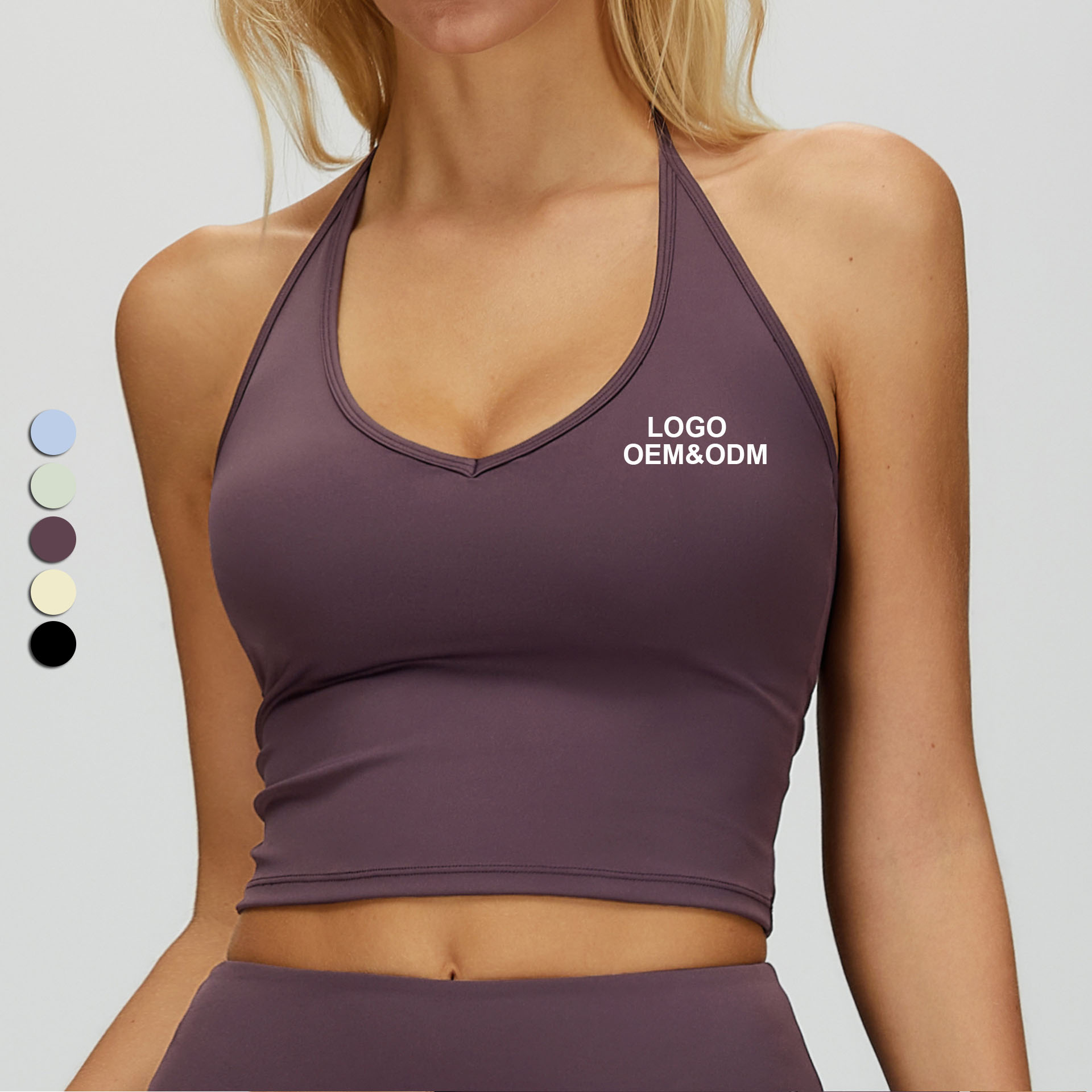 Sleeveless Breathable Yoga Top Hanging Neckline Nude-feeling Yoga Vest Hollow Back Tight-fitting Sports Yoga Top