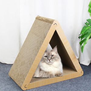 Alas Garukan Kucing Lipat Segitiga dari Karton, 6 Sisi yang Dapat Digunakan, Tiang Garukan Kucing untuk Kucing di Dalam Ruangan, Alas Garukan Vertikal - Product Image 1