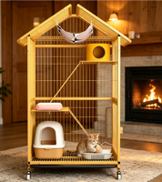 Grande cage pour chat multi-niveaux en fer massif, avec toit en forme de maison, compartiment, hamac, griffoir et plateau en plastique