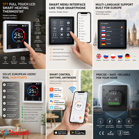 Thermostat intelligent WiFi Tuya, programmable hebdomadaire, thermostat d'ambiance avec écran couleur, contrôleur de température de chauffage multilingue