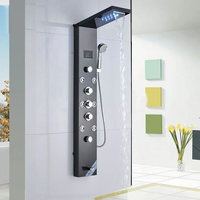 Panneau de douche thermostatique LED en acier inoxydable de haute qualité multifonction contemporain mural Massage par jet de pluie