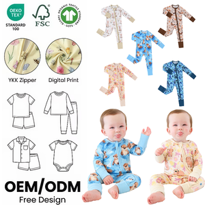 Fabricante Personalizado <span class=keywords><strong>de</strong></span> Pijamas <span class=keywords><strong>de</strong></span> Bambú Ultra Suaves para Bebés, 95% Bambú, <span class=keywords><strong>5</strong></span>% Spandex, Ropa <span class=keywords><strong>de</strong></span> Bambú para Bebés - Product Image 1