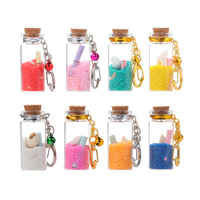 Mini flacon en verre transparent avec mousqueton 7 ml 10 ml – Porte-clés bouteille à souhaits en verre miniature portable