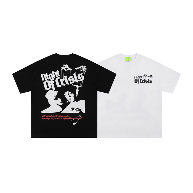 Men's Streetwear Printed Graphic Oversized Heavyweight T-Shirts Custom Screen Print 100% Cotton Cropped T-Shirt Manufacture