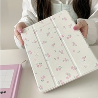 Nouvelle coque à motif floral rose miroir pour iPad 2022 11 pouces, support pliable à trois volets pour iPad Air4 Air5