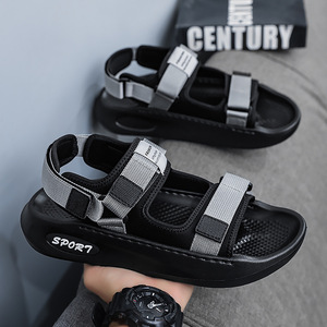 Men's Breathable Waterproof Lightweight Steel <b>Toe</b> Massage Summer Outdoor Flat Sandals with Chunky Sole - Product Image 1