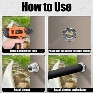 Accesorio de mamparo de tanque de acero inoxidable 304 con 2 anillos de goma Doble 1/2 "hembra NPT y 3/4" macho GHT - Product Image 3