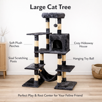Arbre à chat de luxe écologique en velours avec poteaux à gratter en sisal, structure d'escalade multi-niveaux en peluche pour la maison et le salon (Carton)
