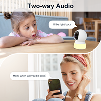 Caméra de sécurité WiFi intérieure 1080P 2MP avec lumière nocturne réglable, prise en charge du stockage cloud, suivi de mouvement humain et interphone