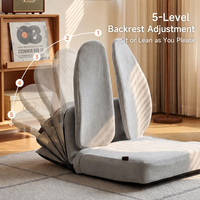 Fauteuil de sol réglable en gros, 5 positions, dossier ergonomique, lin gris, pour bureau et salon, logo personnalisé, portable, OEM ODM