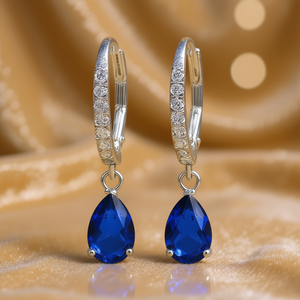 Orecchini a Goccia in Cristallo Macyhome, Argento 925, Forma a Goccia d'Acqua, Montatura a Griffe, Orecchini Classici da Donna per Matrimonio - Product Image 2