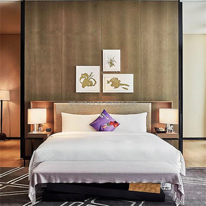 Custom <b>Cheap</b> Wooden King Size Hotel <b>Bed</b> Frame & <b>Mattress</b> With Nightstand Headboard & Ottoman For Modern 3 Star Hotel Bedroom <b>Set</b> - Product Image 5