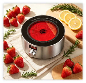 Cocina Eléctrica Redonda Infrarroja AMOR <span class=keywords><strong>de</strong></span> Ahorro <span class=keywords><strong>de</strong></span> Energía con Control <span class=keywords><strong>de</strong></span> Perilla, 1200W Reales, Temporizador Digital, Acero Inoxidable, para el Hogar - Product Image 5