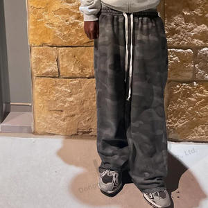 Pantaloni della tuta larghi in cotone con lavaggio mimetico Vintage personalizzati <span class=keywords><strong>per</strong></span> uomini a gamba larga con mimetizzazione a metà Casual larghi - Product Image 3