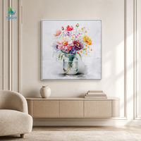Peintures à l'huile faites à la main, personnalisées, luxueuses, modernes, élégantes, réalistes, représentant des fleurs avec un vase, pour la décoration murale de la maison ou de l'hôtel