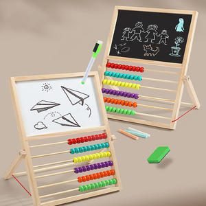 Commiki Tekentafel Rekenmachine Rek Houten 2 In 1 Verstelbaar Zwart En Wit Bord Tekening Dubbelzijdig Speelgoed - Product Image 2