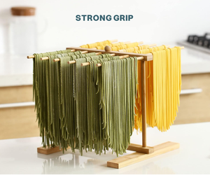 Séchoir à pâtes en bambou personnalisé FSC & BSCI avec baguette de transfert et 12 barres, facile à transférer pour sécher les pâtes et le support de cuisson - Product Image 3