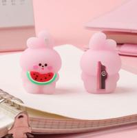 Taille-crayon miniature portable en forme de lapin pastèque, mignon et de style dessin animé, pour étudiants