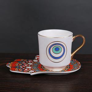 ชุดถ้วยกาแฟเซรามิกพร้อมจานรองลายพอร์ซเลนแบบอาหรับหรูหราพร้อมหูจับสีทอง  รับผลิตตามสั่งพร้อมโลโก้และขนาดที่กำหนดเองได้ - Product Image 5