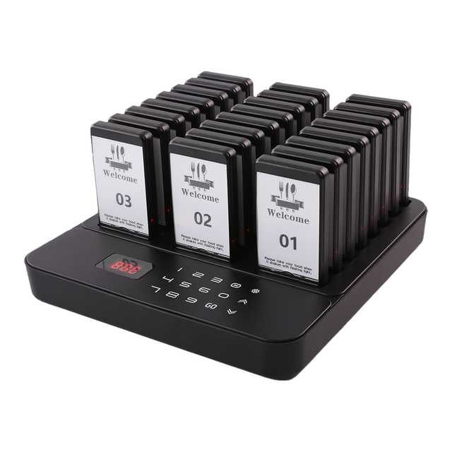 Wireless Restaurant Pager System Buzzer Calling System 24 Beepers Pagers for Food Truck Fast Food Court Shop Bar Cafe