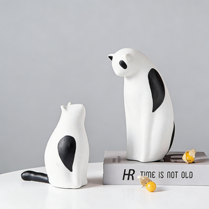 تمثال قطط من الراتنج مصنوع يدويًا بأسلوب فني بسيط على الطراز الاسكندنافي، زخرفة قطط الوالدين والطفل، ديكور منزلي للطاولة، منحوتة - Product Image 6