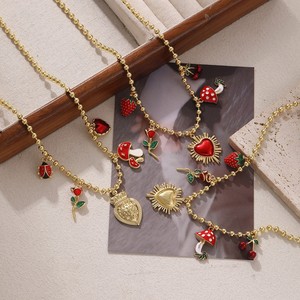 Collier Cœur Cerise Esthétique Coquette Y2K avec Breloques Papillon & Coquillage, Ras-de-cou Mignon, Accessoires d'Été pour la Plage, Cadeau Tendance pour Filles - Product Image 3