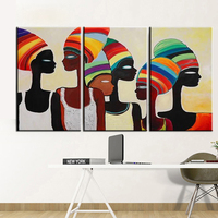 Büyük Modern renk afrika kız posteri duvar sanat resmi saf el-boyalı yağlıboya tuval ev dekor şekil orijinal