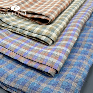 Tissu en lin OEKO-TEX à motif à carreaux en lin français, teint en fil, toucher doux, lin pur européen 100% lavé pour chemise - Product Image 6