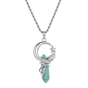 Collier pendentif hexagonal en cuivre avec étoile et lune pour la méditation des chakras et le yoga - Product Image 3