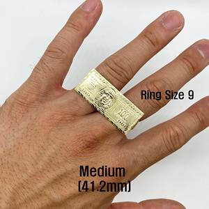 Nhẫn đôi mạ vàng 14K với thiết kế tiền đô la Mỹ 100 đô la, nhẫn tiền độc đáo dành cho trẻ em, nam và nữ - Product Image 5