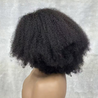 Promotion 72 $ Afro Kinky Curly Fluffy 4x4 Dentelle Fermeture Perruques 18 Pouces Couleur Naturelle Perruques de Cheveux Humains Pas Cher Usine En Gros