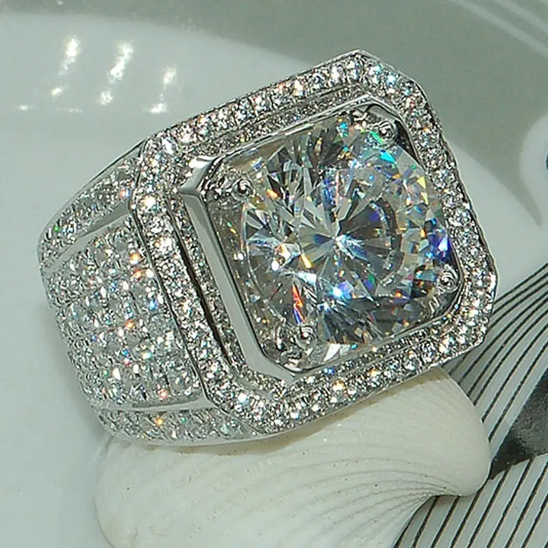 Fabrikanten Directe Verkoop Van Mode-Ring Nieuw Vol Diamanten Micro-Inset Aanmatigende Heren Diamanten Ring