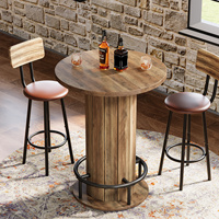 Table de bar moderne Tribesigns, 100 cm de haut, table de bistrot, table ronde haute, plateau de table 80x80 cm, MDF + métal pour cuisine, bar à domicile