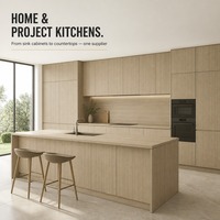 Fournisseur unique de meubles de cuisine en panneaux de fibres à densité moyenne (MDF) mélaminés E1 modernes, résistants à l'humidité, 18 mm, pour bâtiments de bureaux