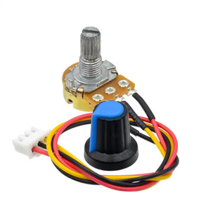 Potenciómetro Rotatorio WH148 B10K de Película de Carbono, 1 Canal, Cables con Conectores, Eje Moleteado, Conector XH2.54 de 3 Pines, Control Lineal - Product Image 1