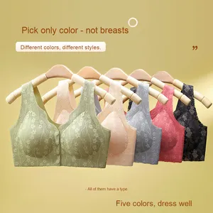 Grandi dimensioni senza soluzione di continuità per le donne anziane di mezza età intimo di <span class=keywords><strong>apertura</strong></span> <span class=keywords><strong>frontale</strong></span> per la primavera estate della madre stile <span class=keywords><strong>reggiseno</strong></span> in pizzo senza fili - Product Image 5