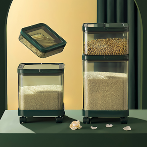 12.5L PET clear kitchen rice storage food containers box rice box container vacuum rice container