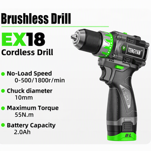 <span class=keywords><strong>Perceuse</strong></span> à percussion sans fil à vitesse variable 16,8 V, 2 vitesses, régulation de vitesse, utilisation domestique et professionnelle, couple maximal de 55 Nm, batterie 2,0 Ah - Product Image 1