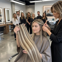 Extensions de cheveux Genius Weft 100% cuticules intactes, d'un seul donneur, invisibles par rapport aux extensions cousues à la main, sans cheveux de retour, peuvent être coupées pour usage en salon