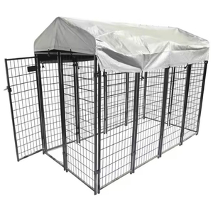 大型屋外ヘビーデューティーワイヤーメッシュ犬ケージ犬小屋裏庭犬用プレイペン防水トップとサンシェード付き - Product Image 1